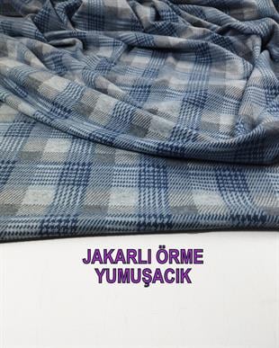 Jakarlı Örme Gri Mavi RenklerdeEn: 140 cm