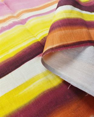 PEMBE SARI BORDO RENKLERDE Viskon Keten (En 150 cm x Boy 85 cm)