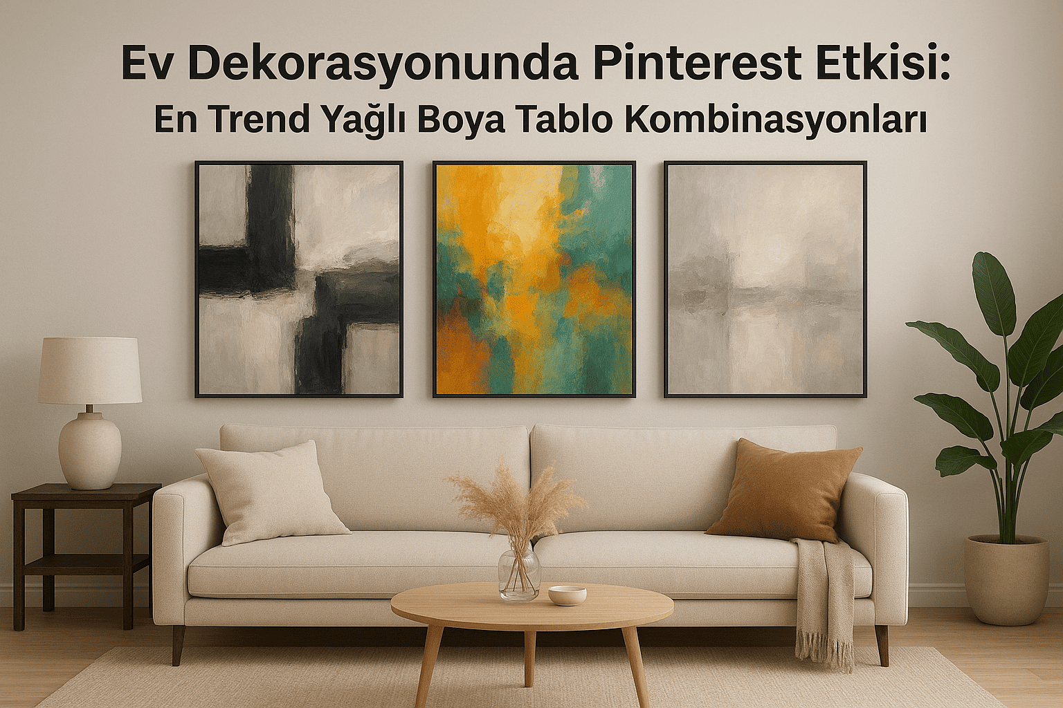 Pinterest dekorasyon trendlerine uygun yağlı boya tablo kombinasyonları