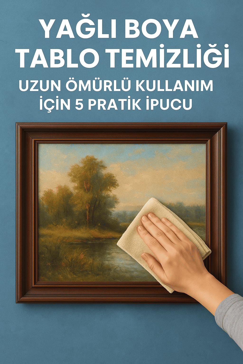 Yağlı boya tablo temizliği için mikrofiber bezle toz alma