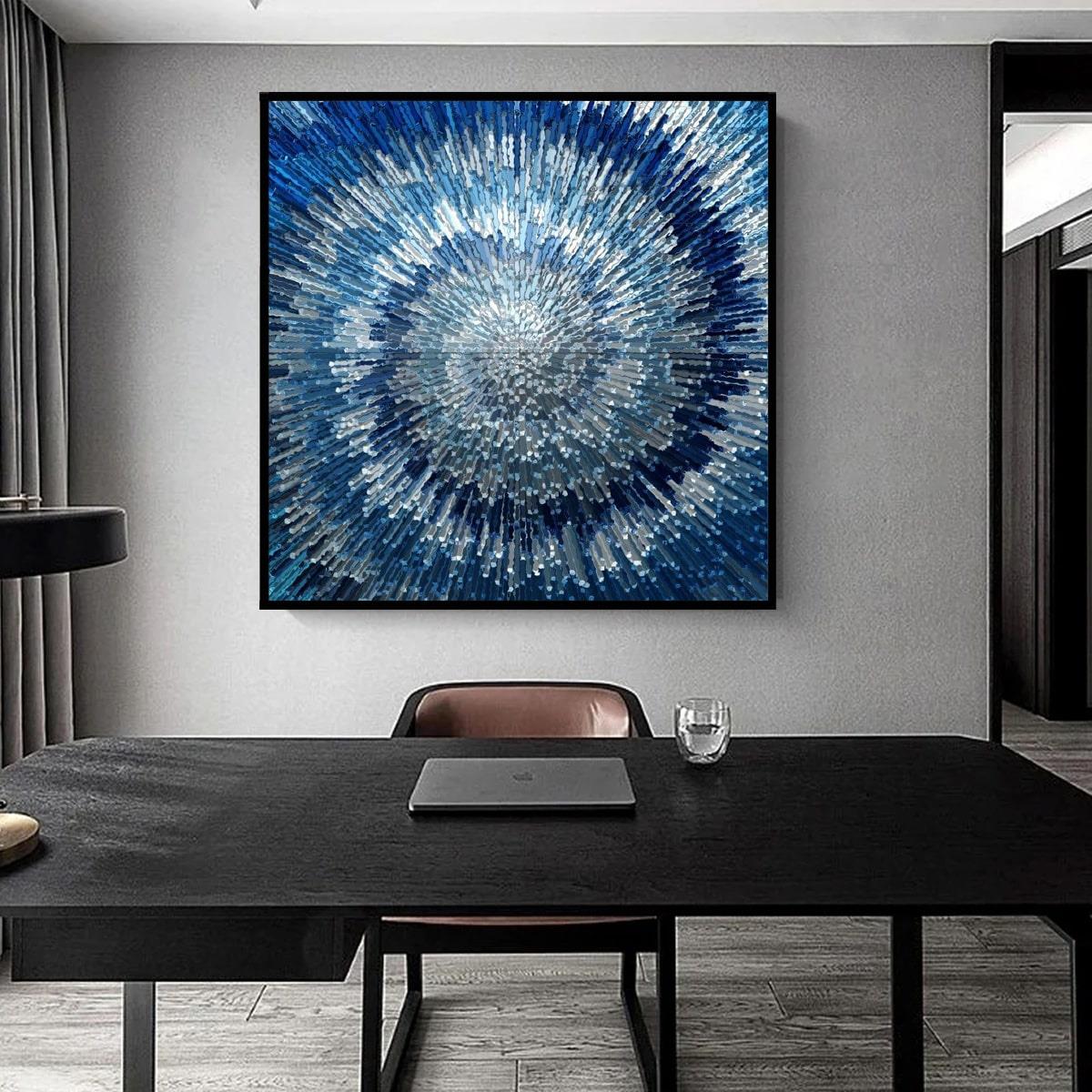 Abstract Blue Yağlı Boya Dokulu TabloYağlı Boya Dokulu Soyut TablolarTablolife