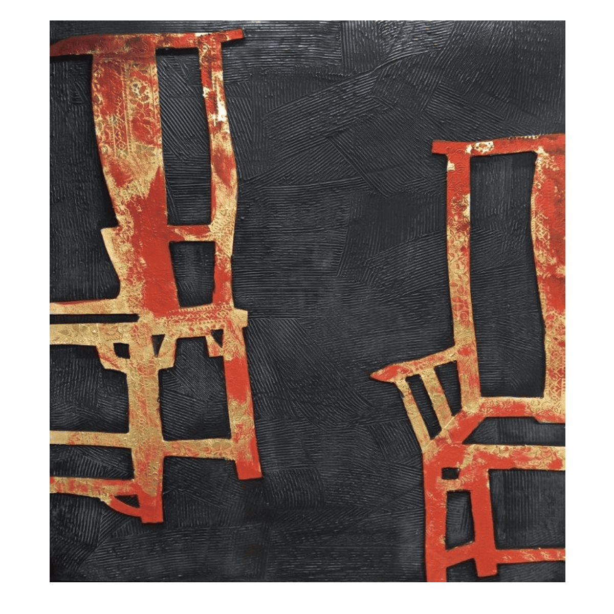 Abstract Chairs Yağlı Boya Dokulu TabloYağlı Boya Dokulu Soyut TablolarTablolife