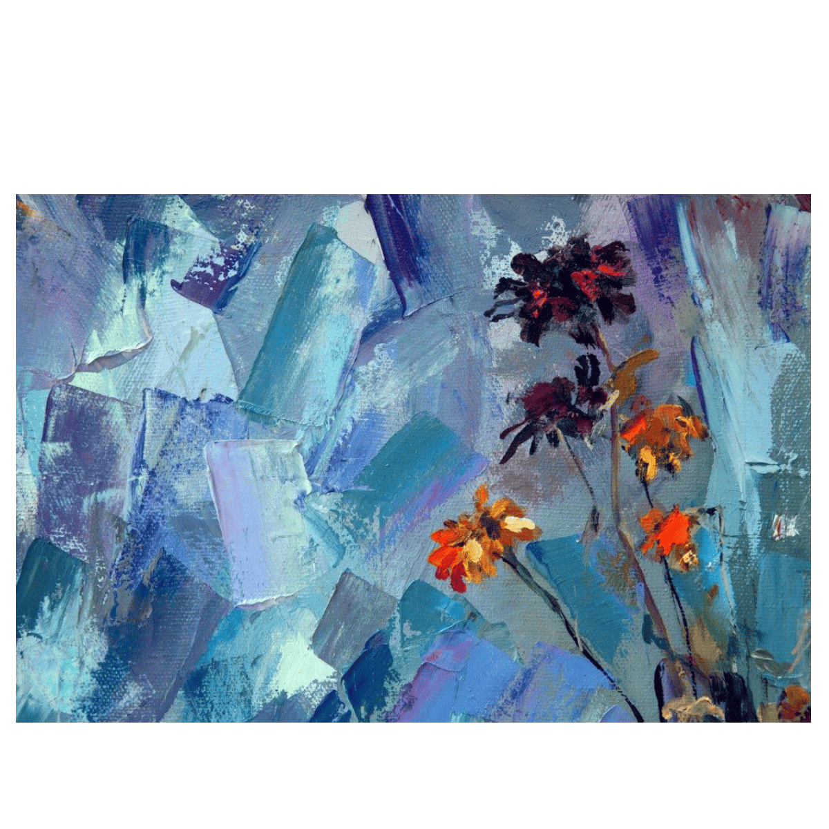 Abstract Fading Flowers Yağlı Boya Dokulu TabloYağlı Boya Dokulu Çiçek TablolarıTablolife