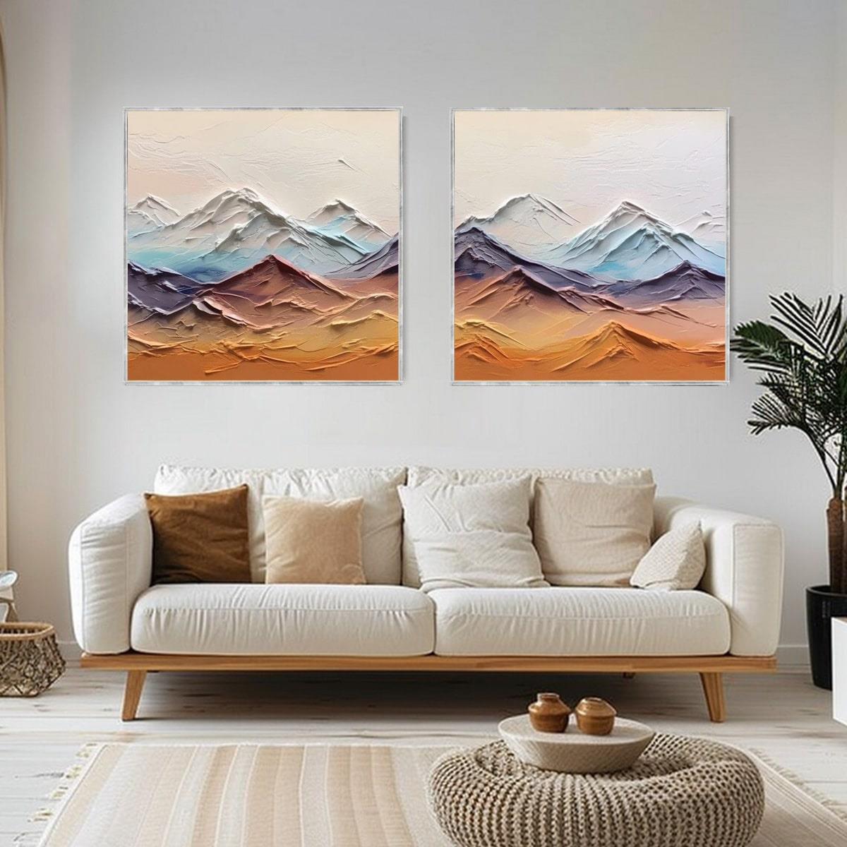 Abstract Mountains İkili Set 3D Yoğun Yağlı Boya Tablo3D Yoğun Yağlı Boya TablolarTablolife