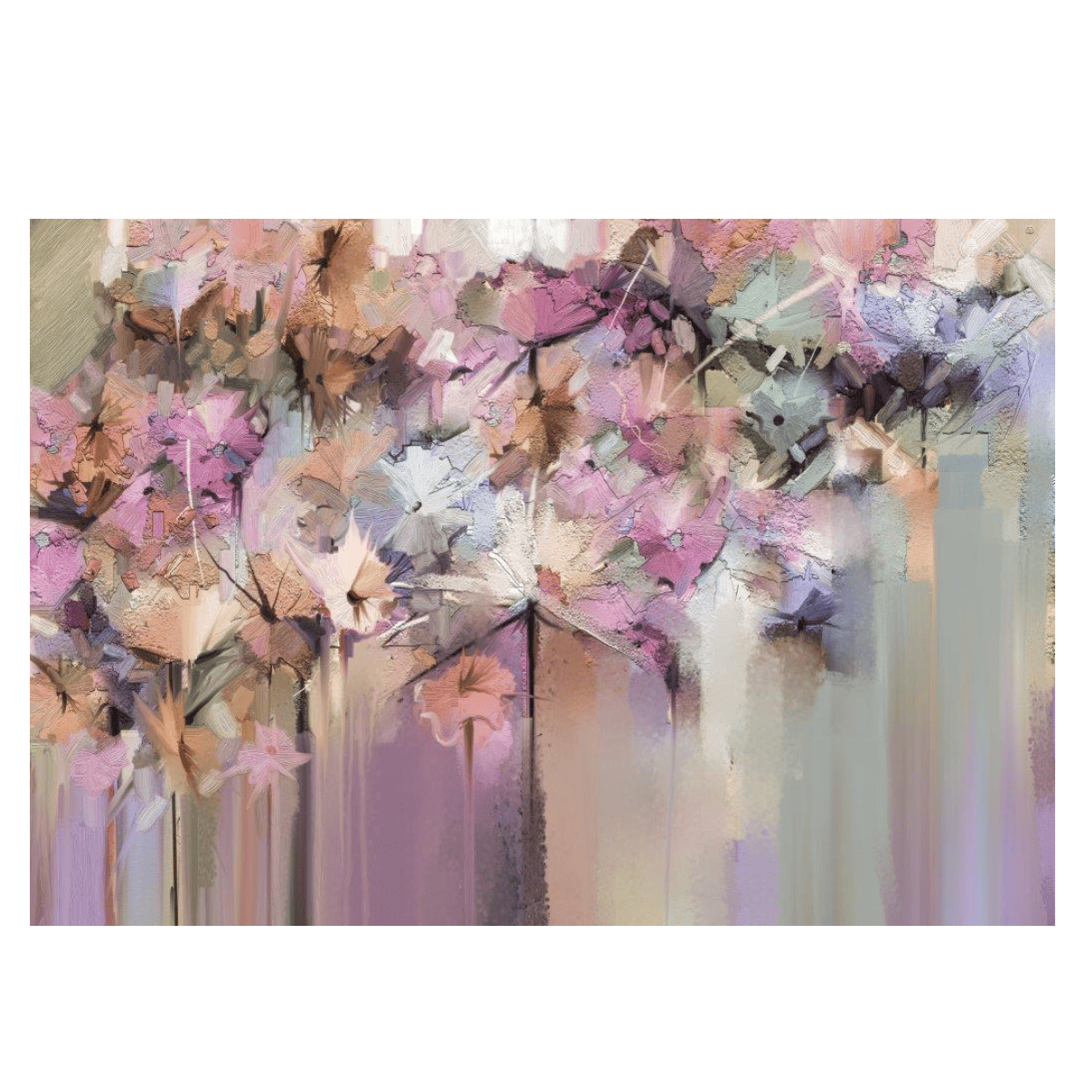 Abstract Pastel Flowers Yağlı Boya Dokulu TabloYağlı Boya Dokulu Çiçek TablolarıTablolife