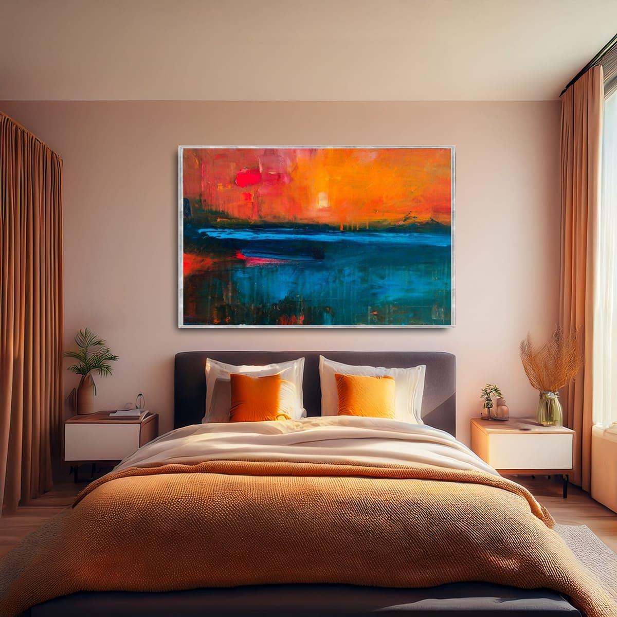 Abstract Sunset Yağlı Boya Dokulu TabloYağlı Boya Dokulu Soyut TablolarTablolife