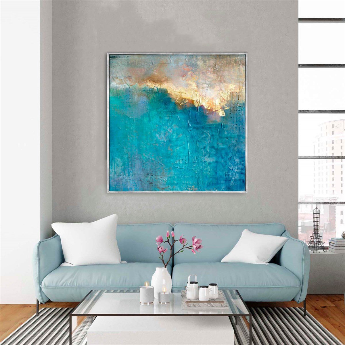 Behind The Clouds - Yağlı Boya Dokulu TabloSoyutTablolife.com