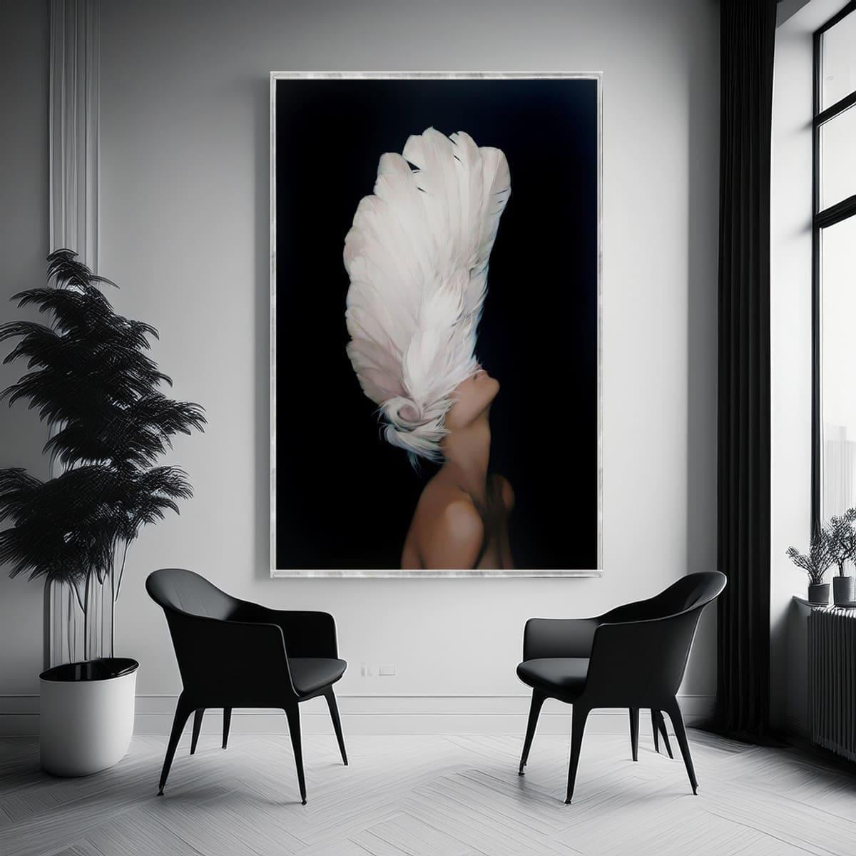 Bird Woman Yağlı Boya Dokulu TabloYağlı Boya Dokulu Kadın Temalı TablolarTablolife