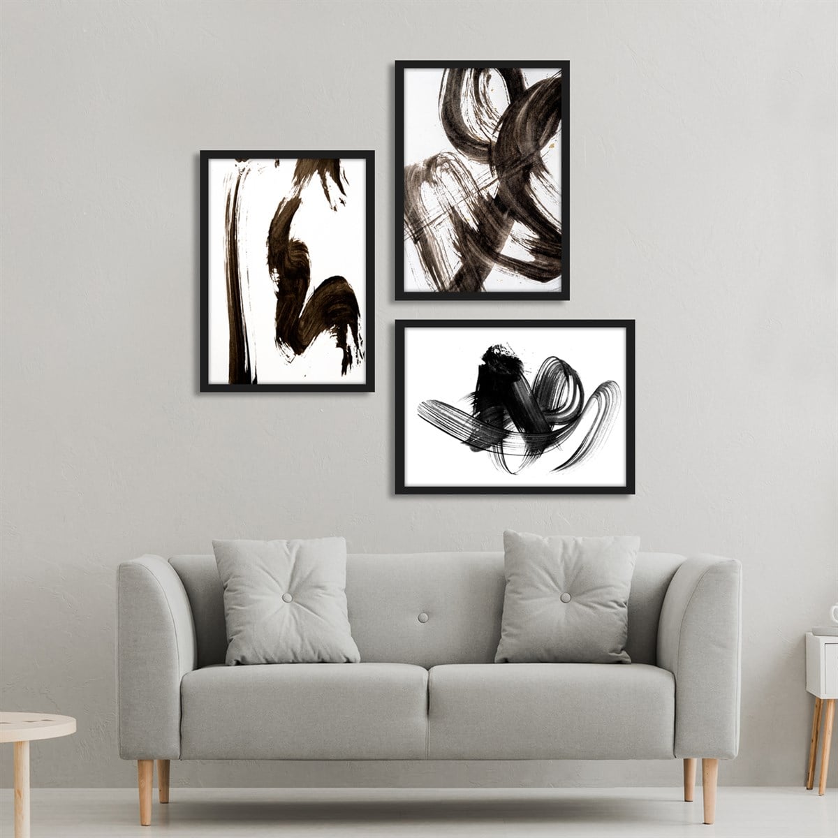 Black Brush Çerçeveli Poster SetiPosterlerTablolife.com
