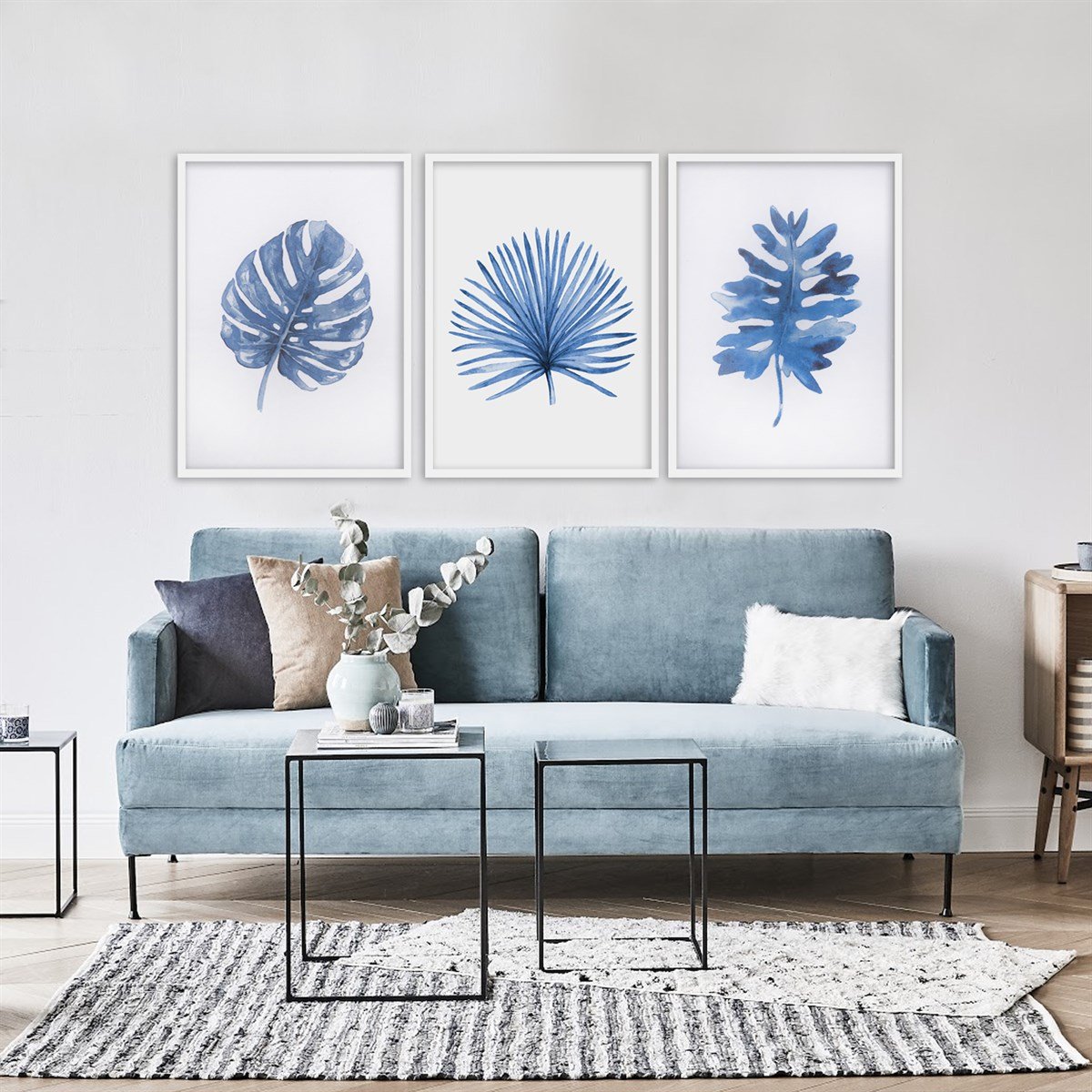 Blue Leaf Çerçeveli Poster SetiPosterlerTablolife.com