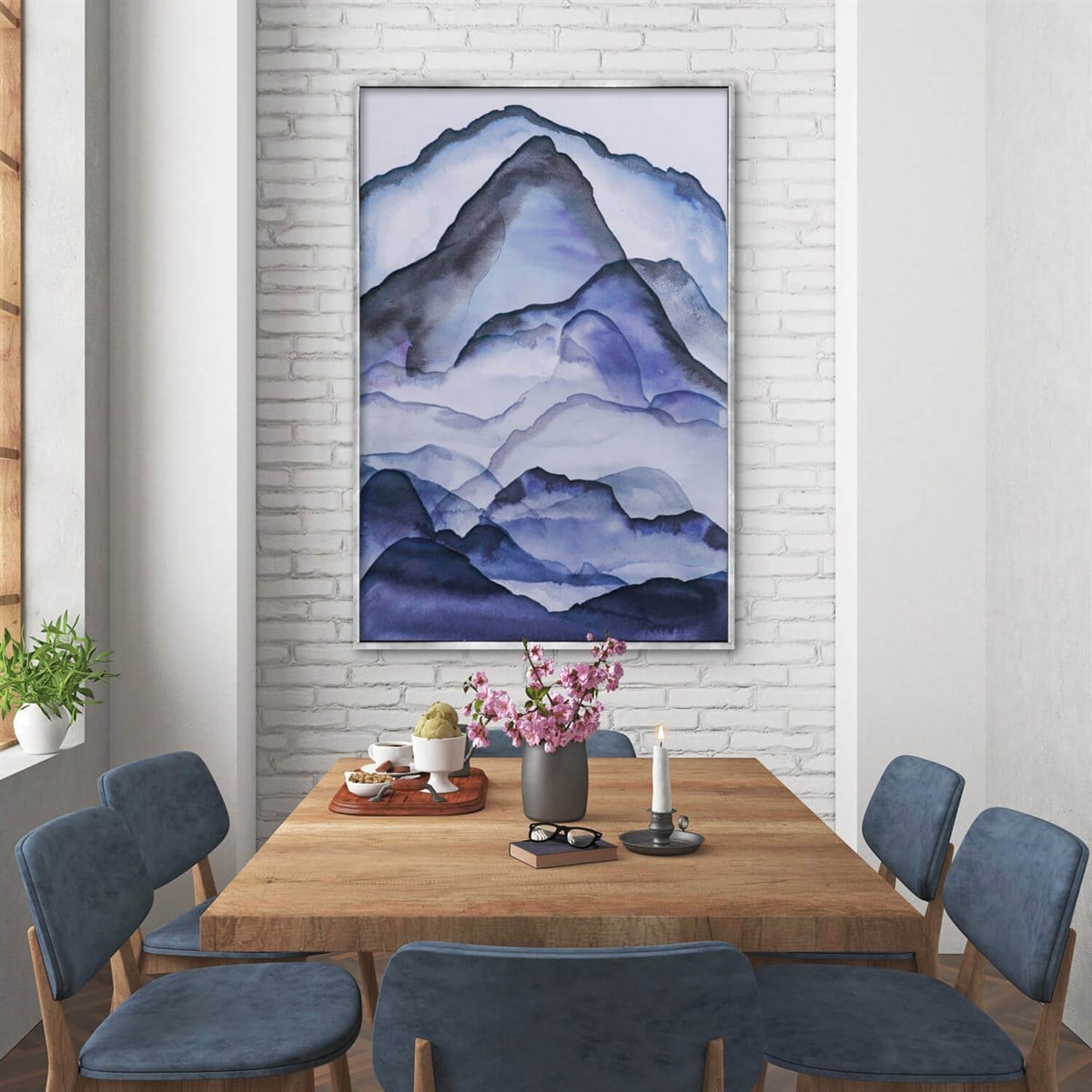 Blue Mountains - Yağlı Boya Dokulu TabloYağlı Boya Dokulu Soyut TablolarTablolife.com