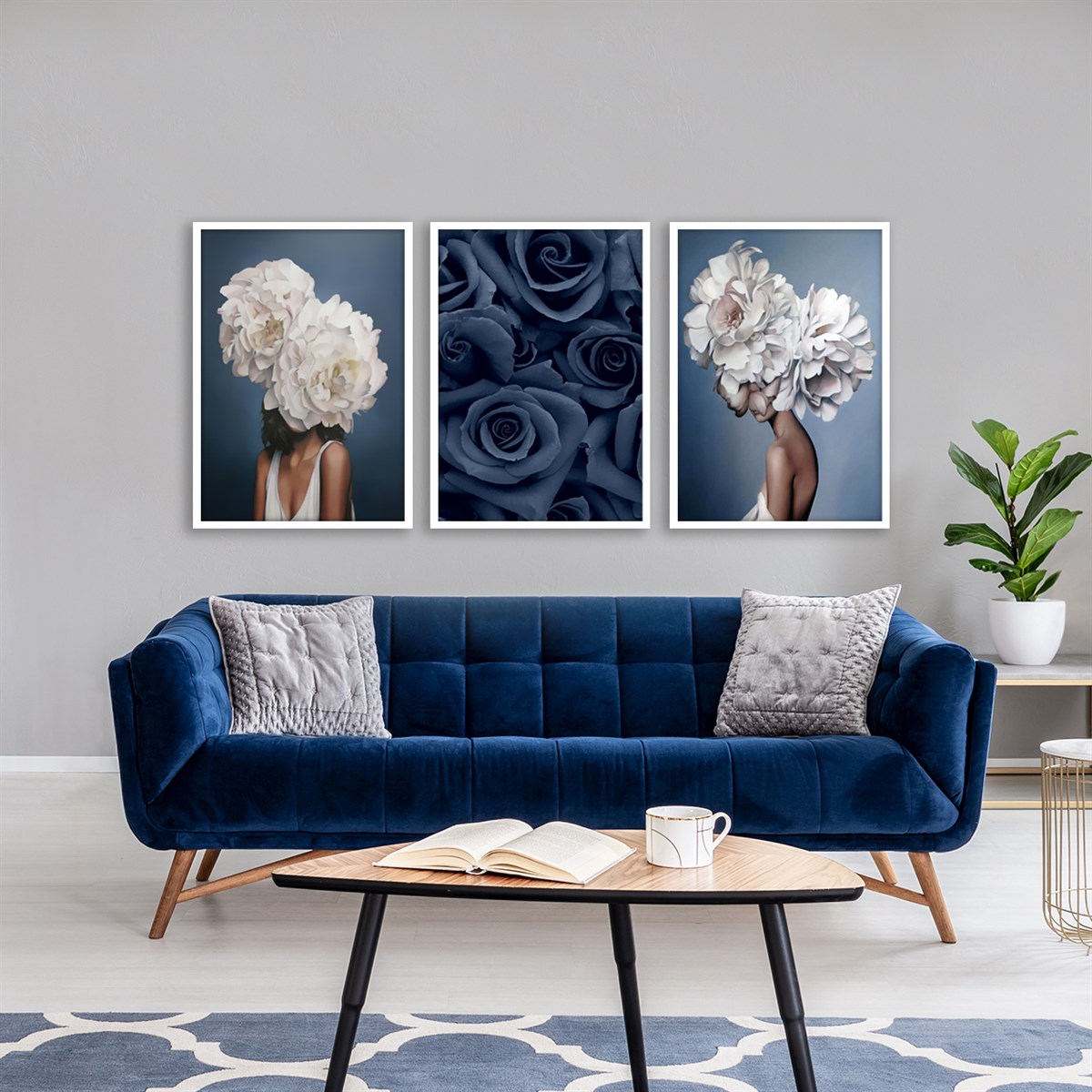 Blue Rose Çerçeveli Poster SetiPosterlerTablolife.com