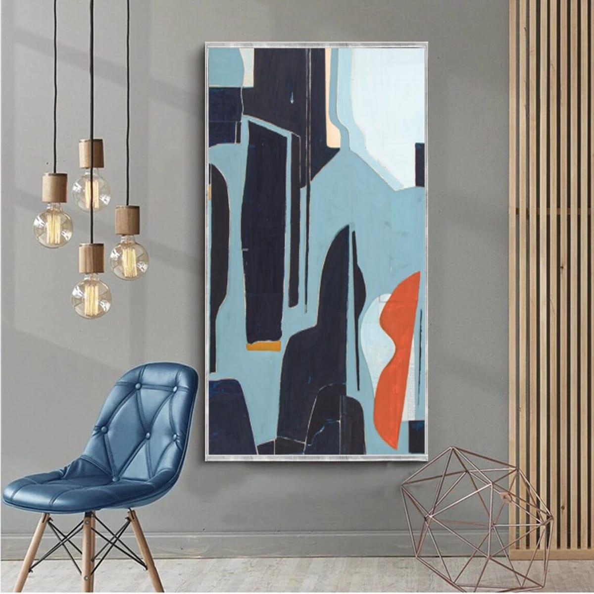 Blueness Yağlı Boya Dokulu TabloYağlı Boya Dokulu Soyut TablolarTablolife.com