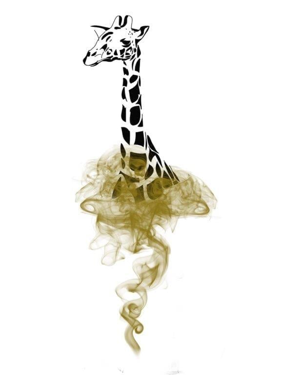 Giraffe In The Smoke Kanvas TabloHayvanTablolife