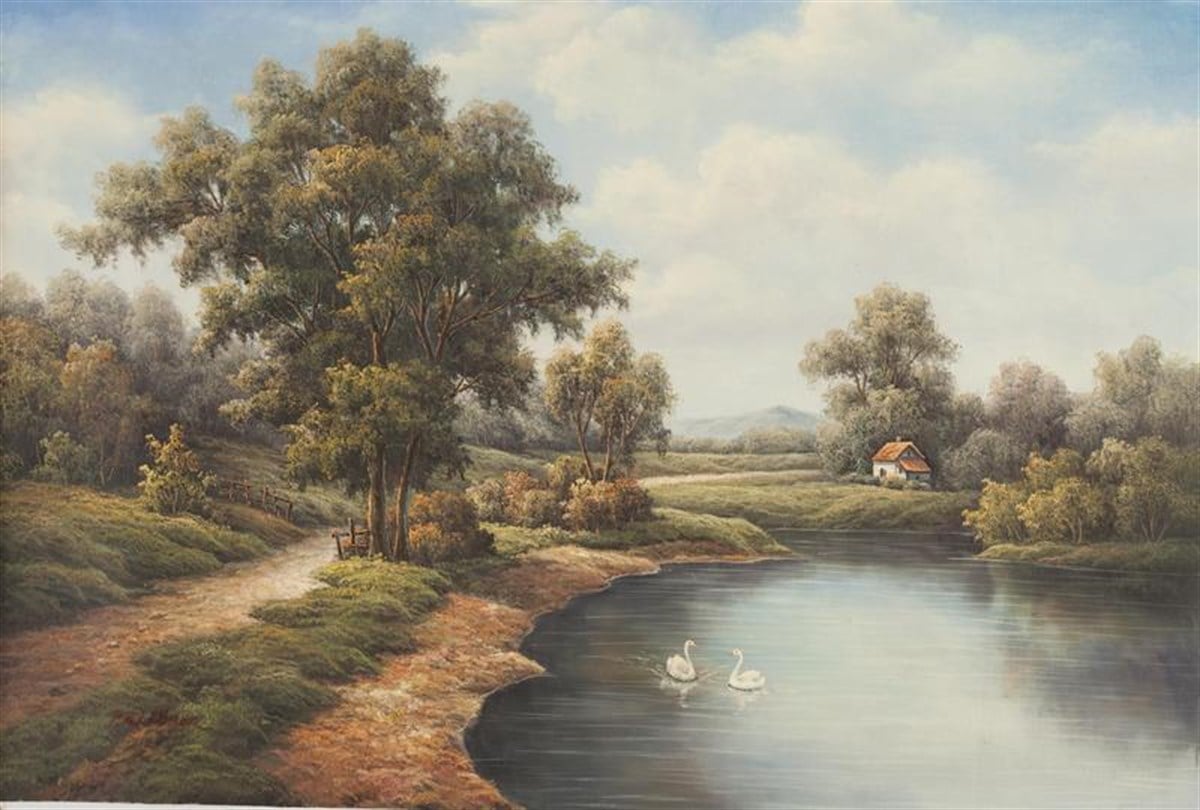 Göldeki Kuğular - Kanvas Tablo