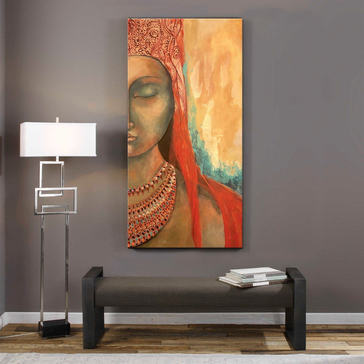 Gözleri Tamamen Kapalı - Yağlı Boya Dokulu Tablo