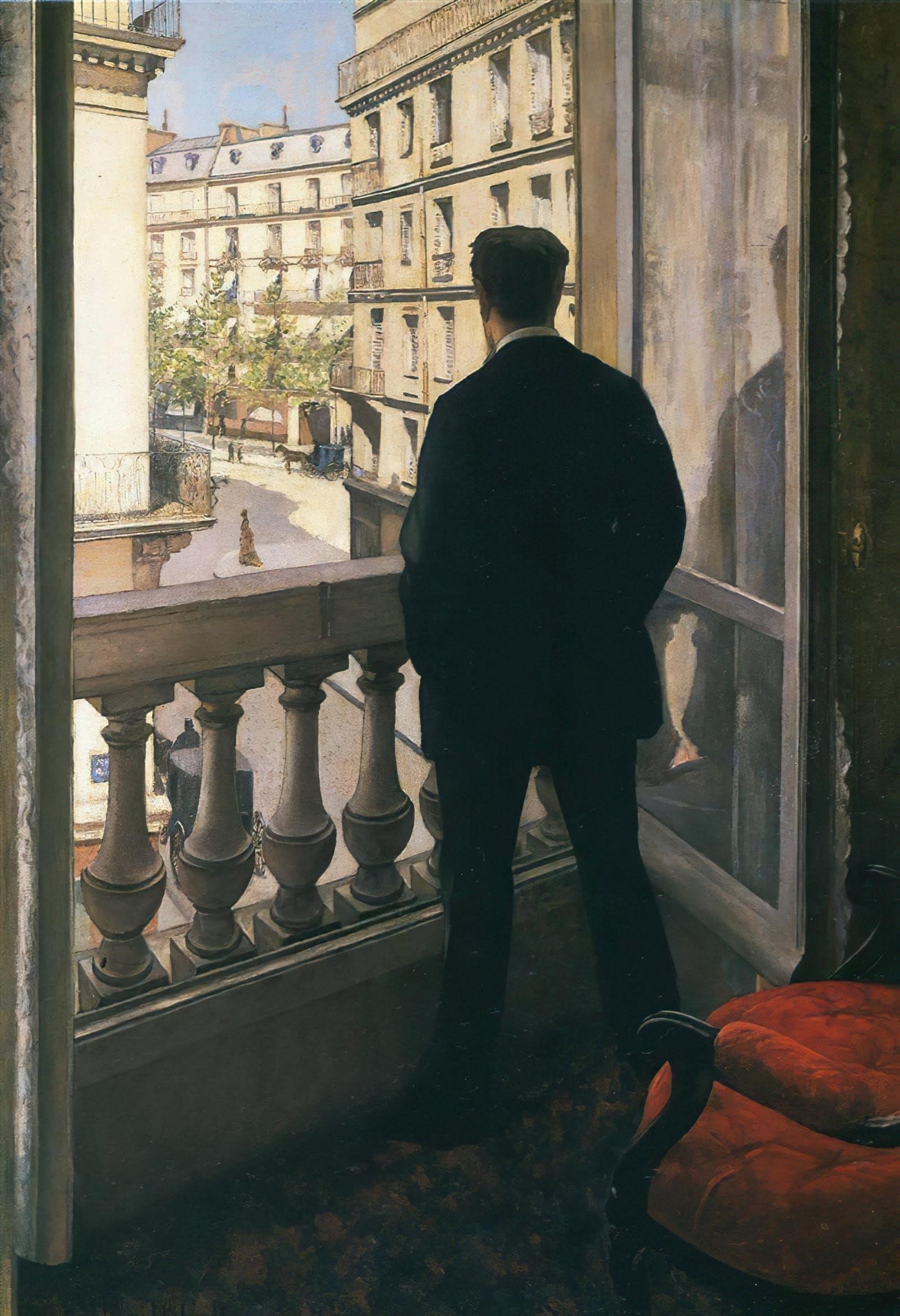 Gustave Caillebotte Young Man at His Window Kanvas TabloÜnlü Ressamların TablolarıTablolife
