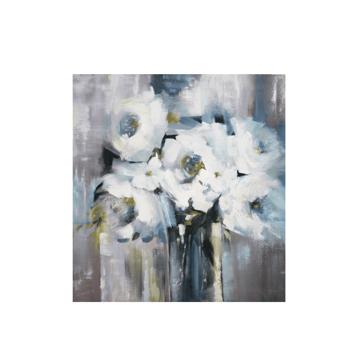 İce Flowers Yağlı Boya Dokulu TabloYağlı Boya Dokulu Çiçek TablolarıTablolife