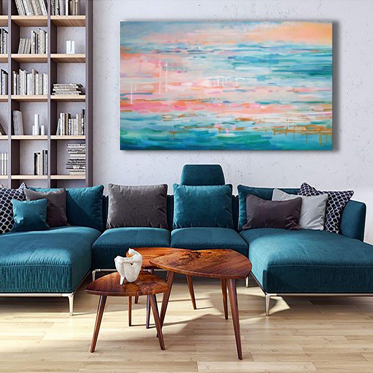 Jezero Yağlı Boya Dokulu TabloYağlı Boya Dokulu Soyut TablolarTablolife.com