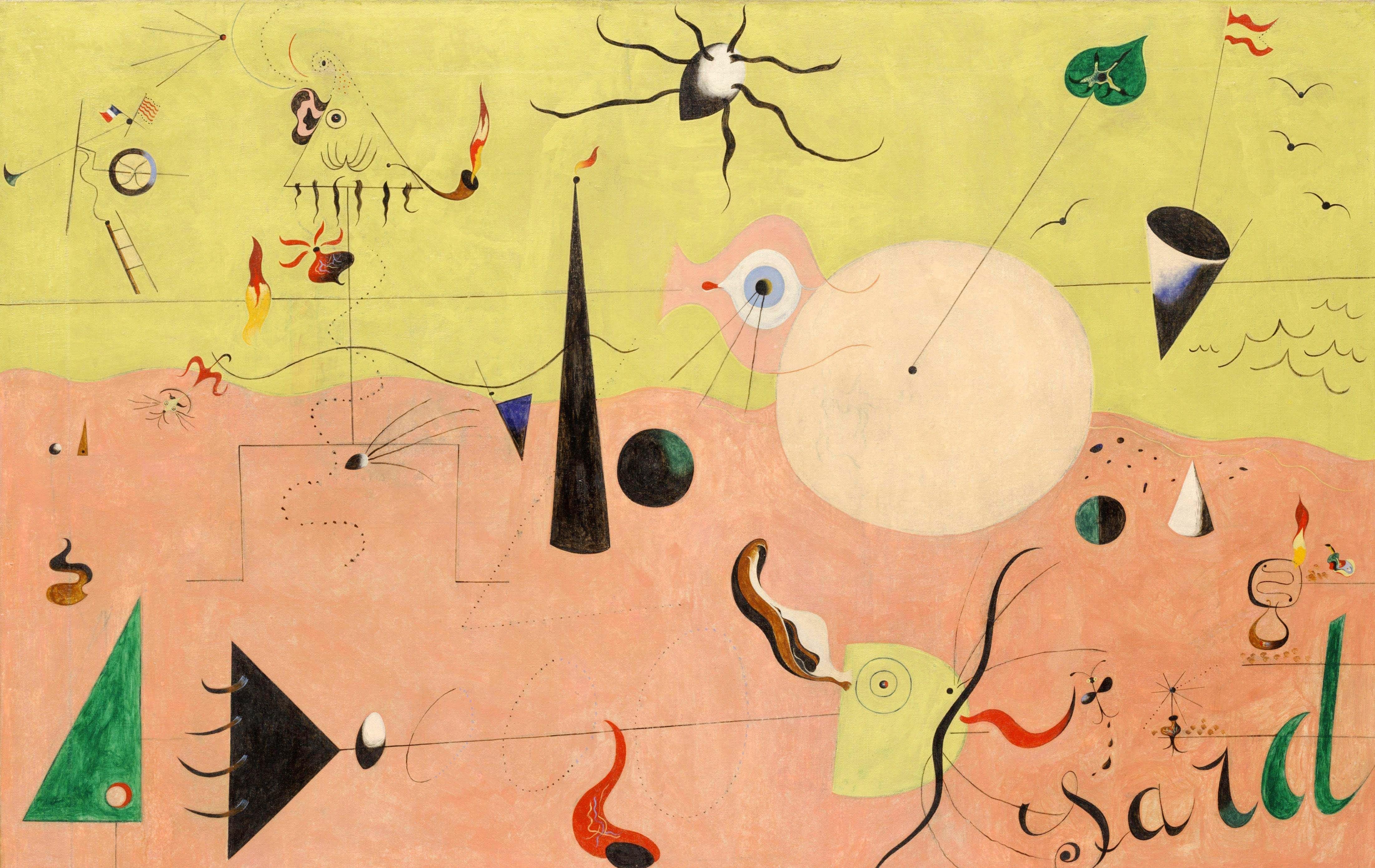 Joan Miro The Hunter (Catalan Landscape) Kanvas TabloÜnlü Ressamların TablolarıTablolife