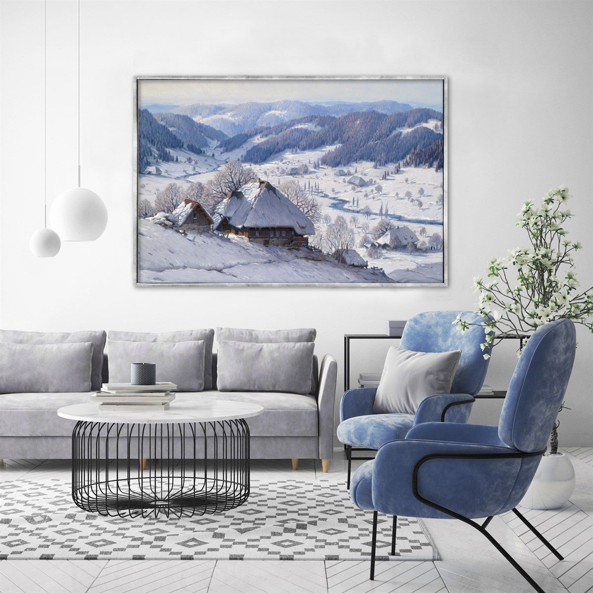 Kar Tatili - Yağlı Boya Dokulu Tablo