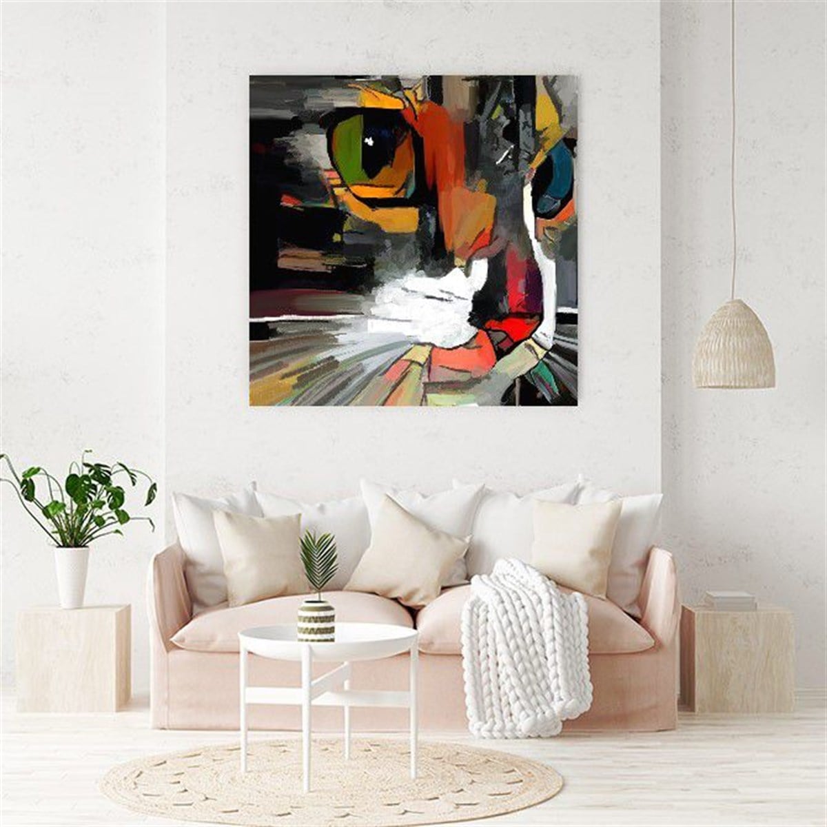 Kedi - Yağlı Boya Dokulu TabloYağlı Boya Dokulu Hayvan TablolarıTablolife.com