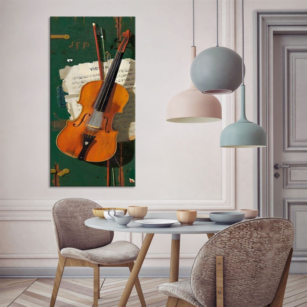 Keman Ve Notalar Kanvas TabloEnstrümanTablolife.com