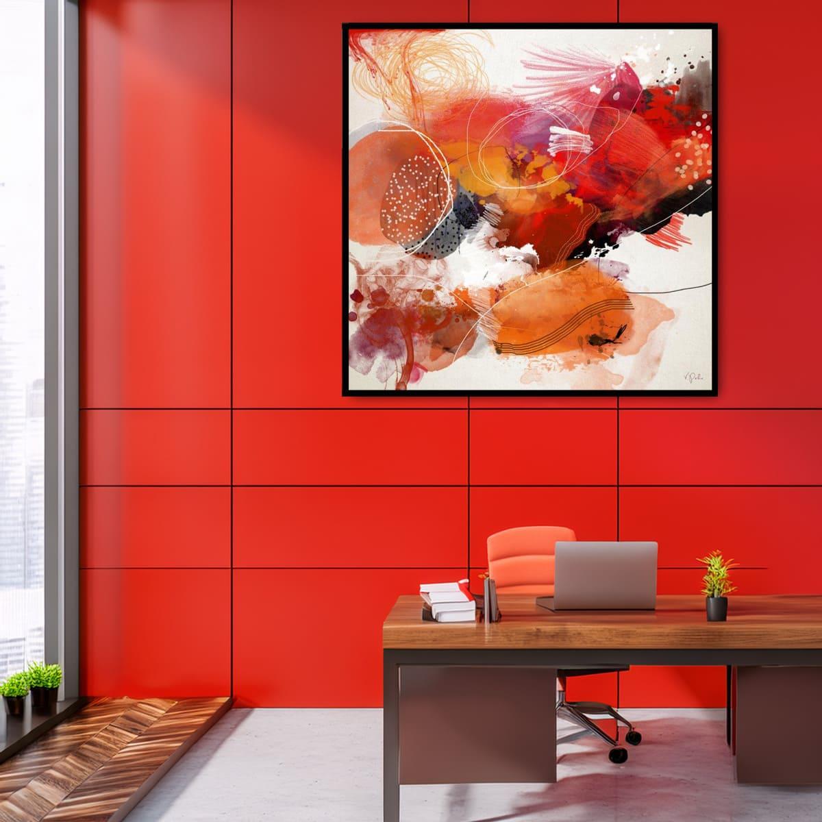 Kırmızı Turuncu Yağlı Boya Dokulu TabloYağlı Boya Dokulu Soyut TablolarTablolife