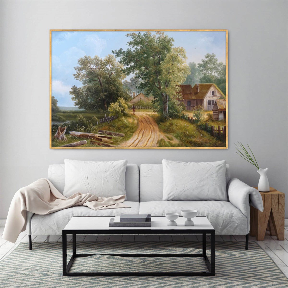 Köy Yolu - Yağlı Boya Dokulu TabloYağlı Boya Dokulu Soyut TablolarTablolife.com