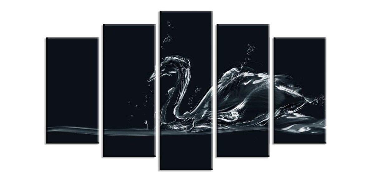 Kuğu - 5 Parçalı Kanvas Tablo