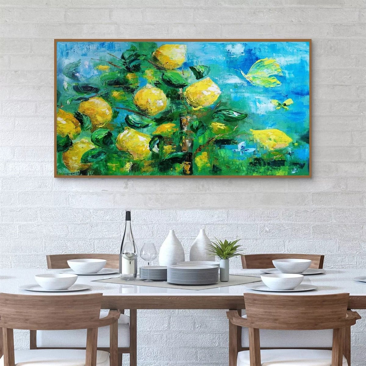 Limonlar Yağlı Boya Dokulu TabloYağlı Boya Dokulu Soyut TablolarTablolife.com