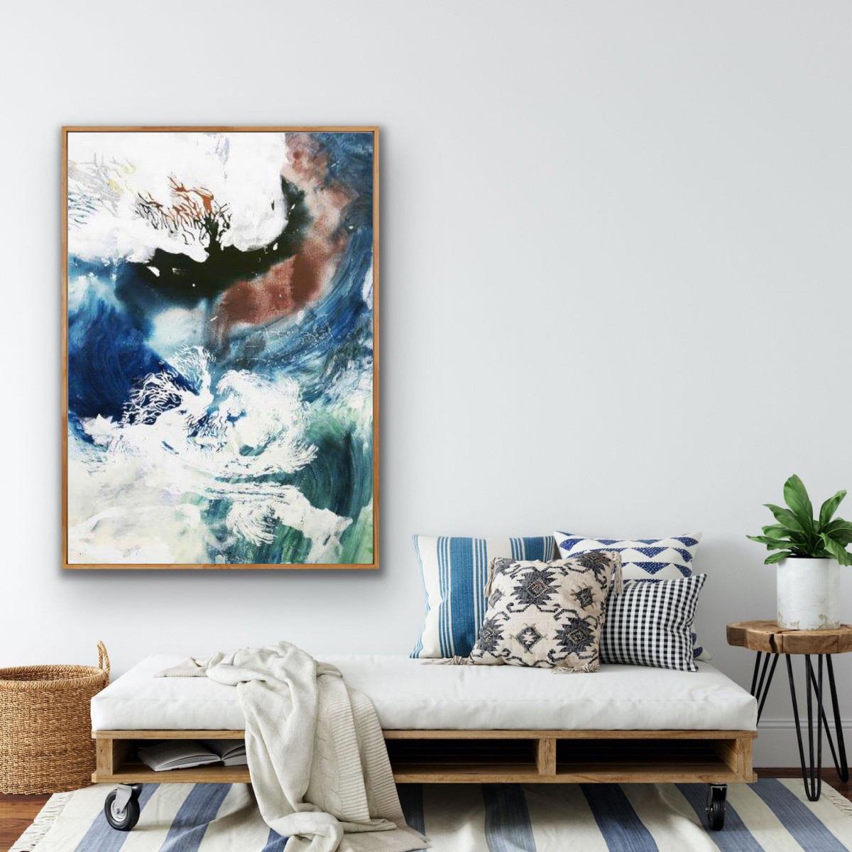 Mavi Kaos Yağlı Boya Dokulu TabloYağlı Boya Dokulu Soyut TablolarTablolife.com