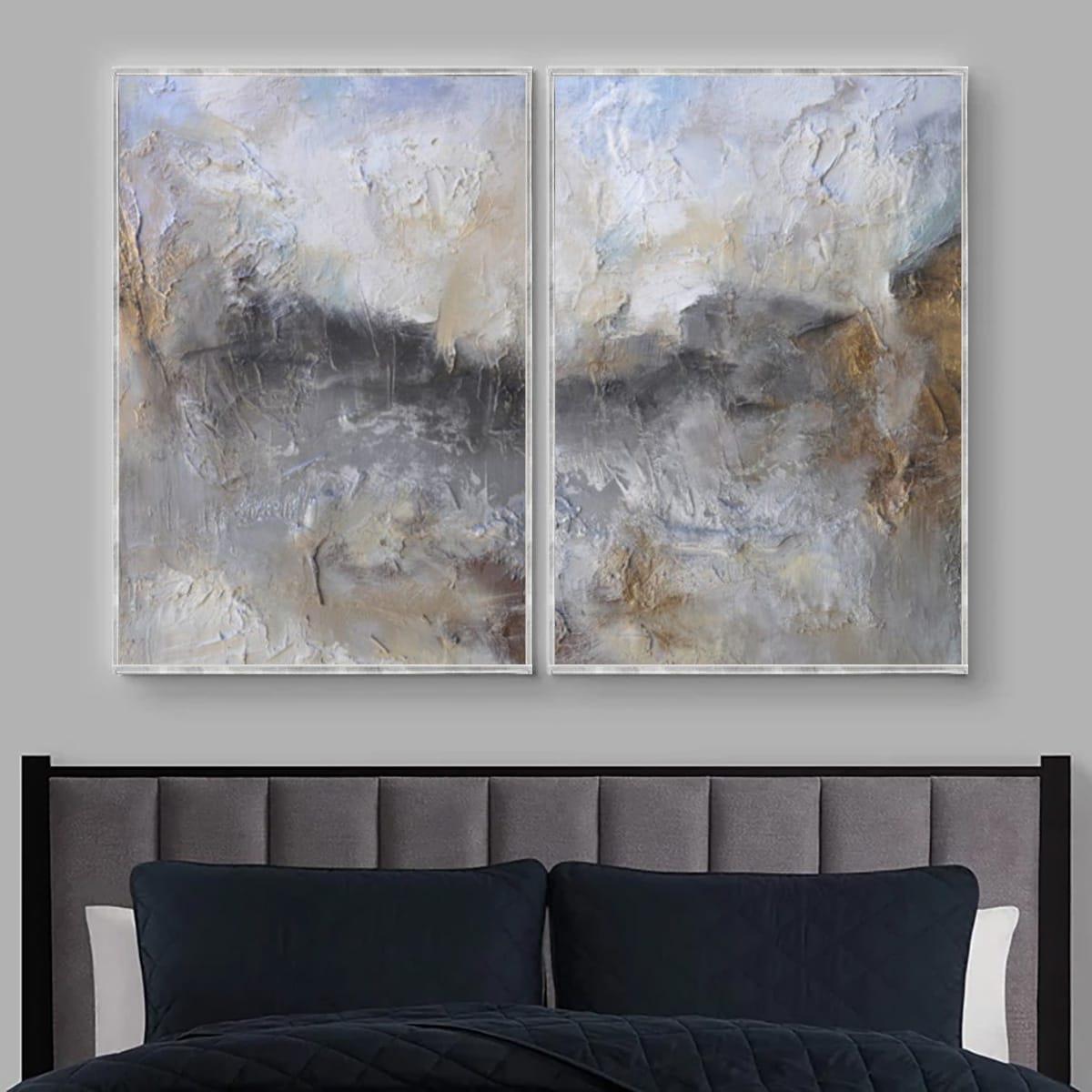 Nimbus İkili Set Yağlı Boya Dokulu TabloYağlı Boya Dokulu Soyut TablolarTablolife.com