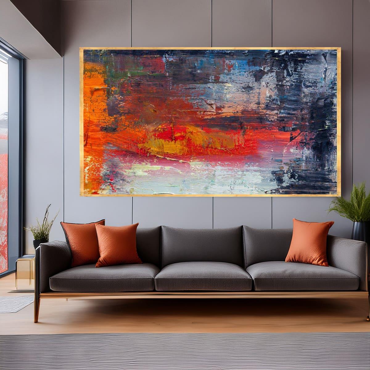 Orange Fog Yağlı Boya Dokulu TabloYağlı Boya Dokulu Soyut TablolarTablolife