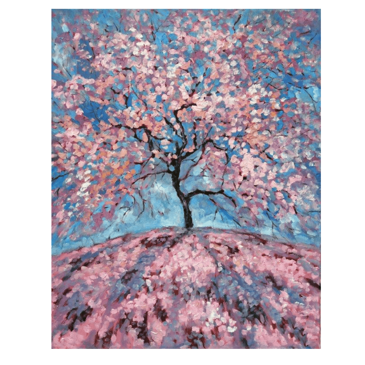 Pembe Dünya Yağlı Boya Dokulu TabloYağlı Boya Dokulu Soyut TablolarTablolife