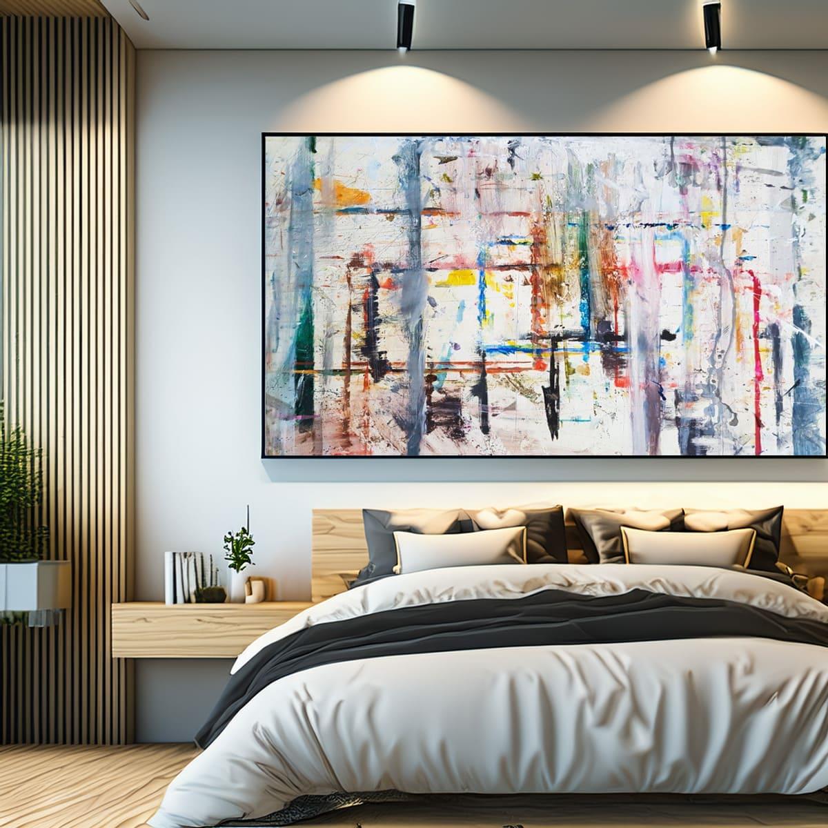 Pinstripe Color Yağlı Boya Dokulu TabloYağlı Boya Dokulu Soyut TablolarTablolife