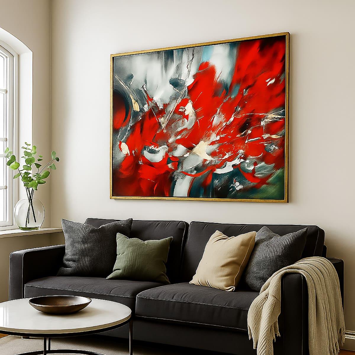 Red Depth Yağlı Boya Dokulu TabloYağlı Boya Dokulu Soyut TablolarTablolife
