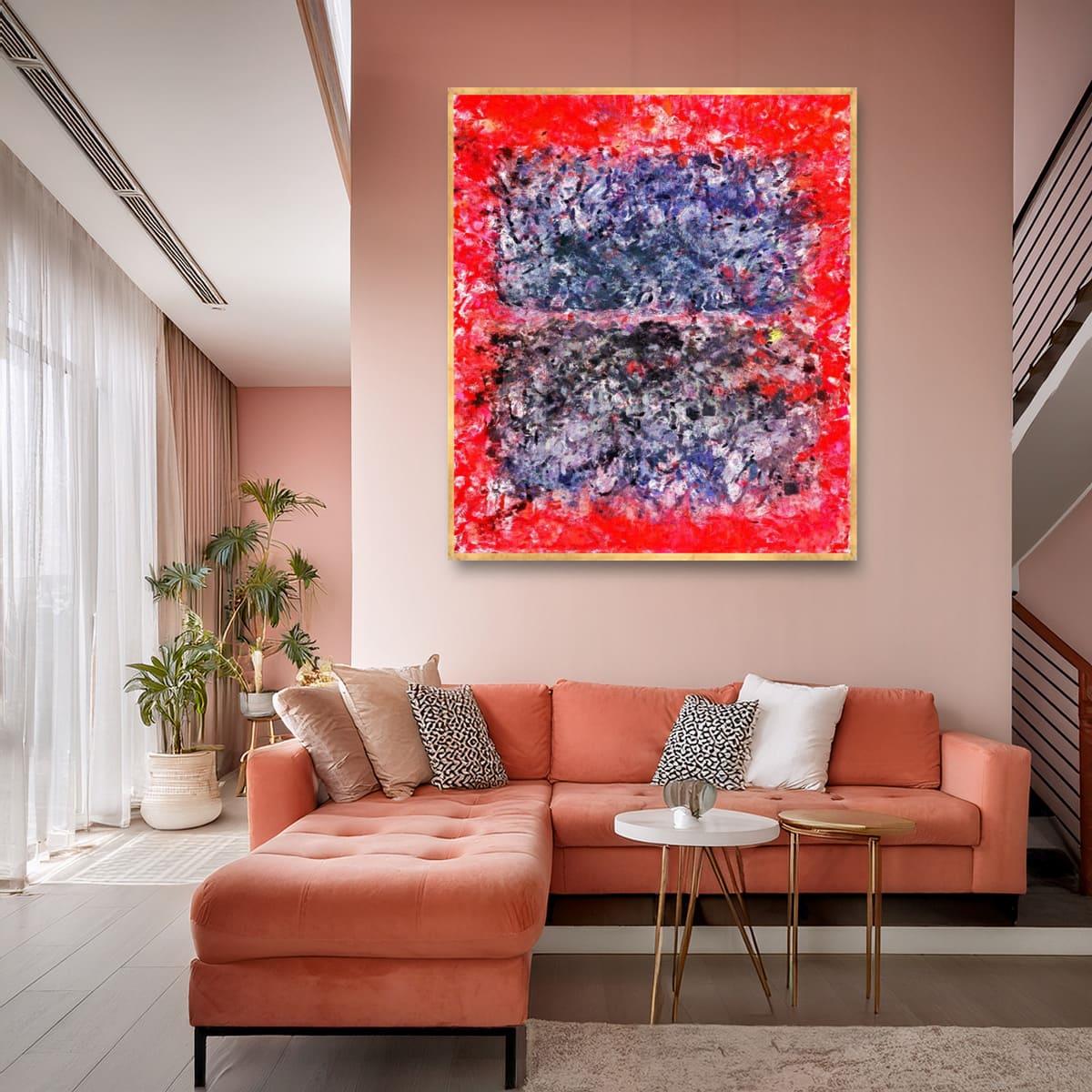 Red İnside Blue Yağlı Boya Dokulu TabloYağlı Boya Dokulu Soyut TablolarTablolife