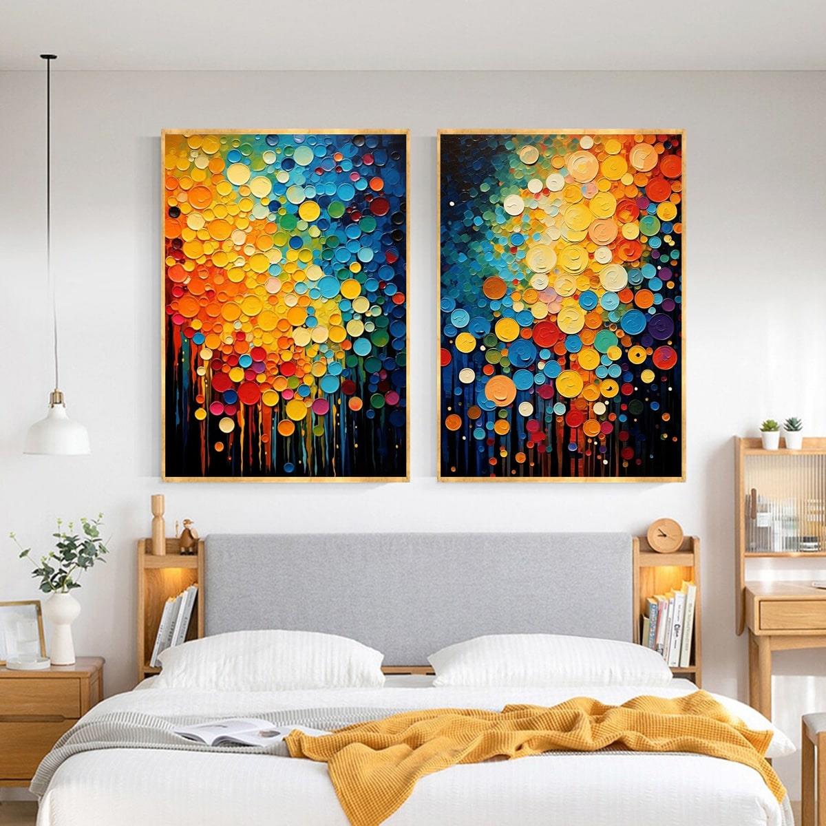 Renk Damlaları İkili Set 3D Yoğun Yağlı Boya Tablo3D Yoğun Yağlı Boya TablolarTablolife