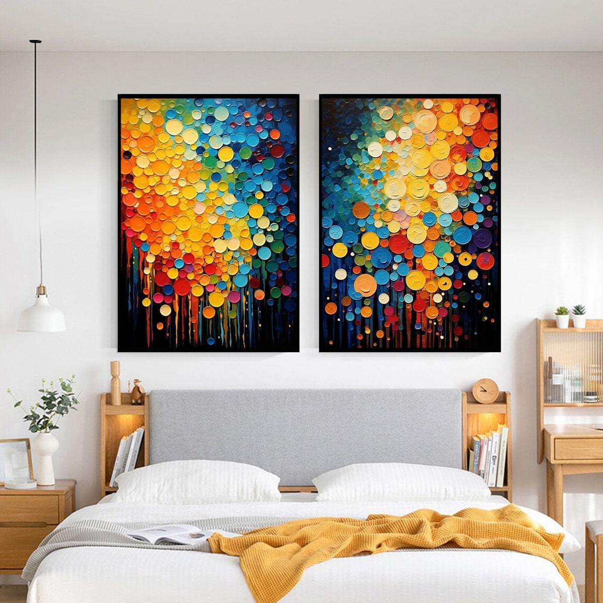 Renk Damlaları İkili Set 3D Yoğun Yağlı Boya Tablo3D Yoğun Yağlı Boya TablolarTablolife
