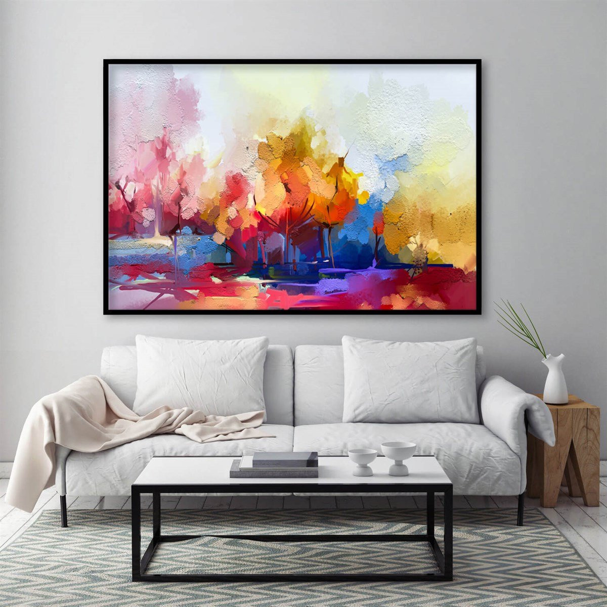 Renkli Sonbahar - Yağlı Boya Dokulu TabloYağlı Boya Dokulu Soyut TablolarTablolife.com