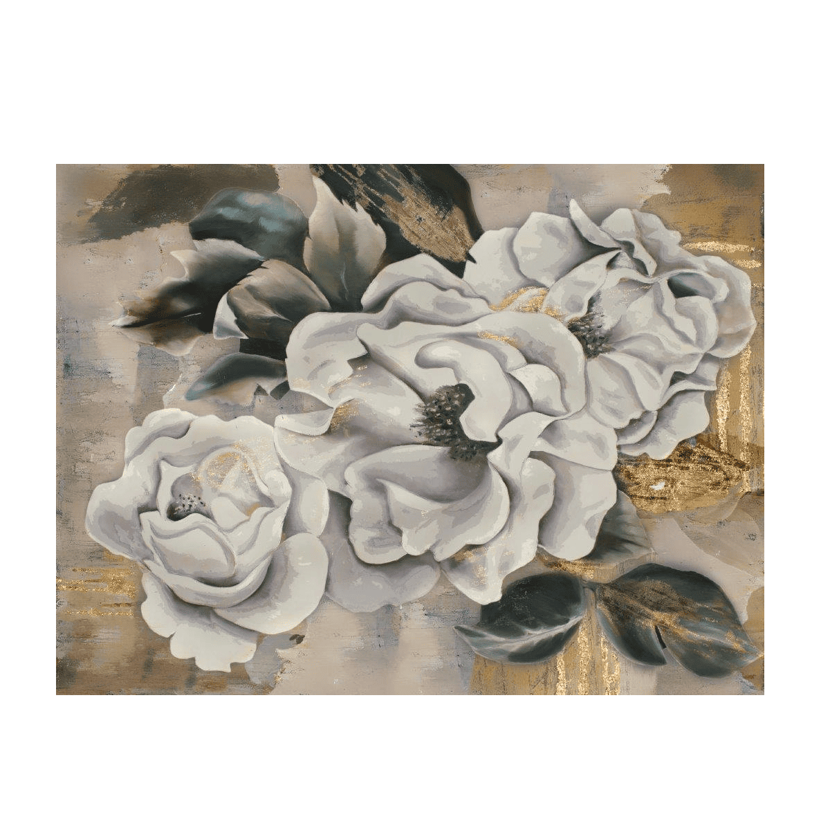 Roses Dripping Gold Yağlı Boya Dokulu TabloYağlı Boya Dokulu Çiçek TablolarıTablolife