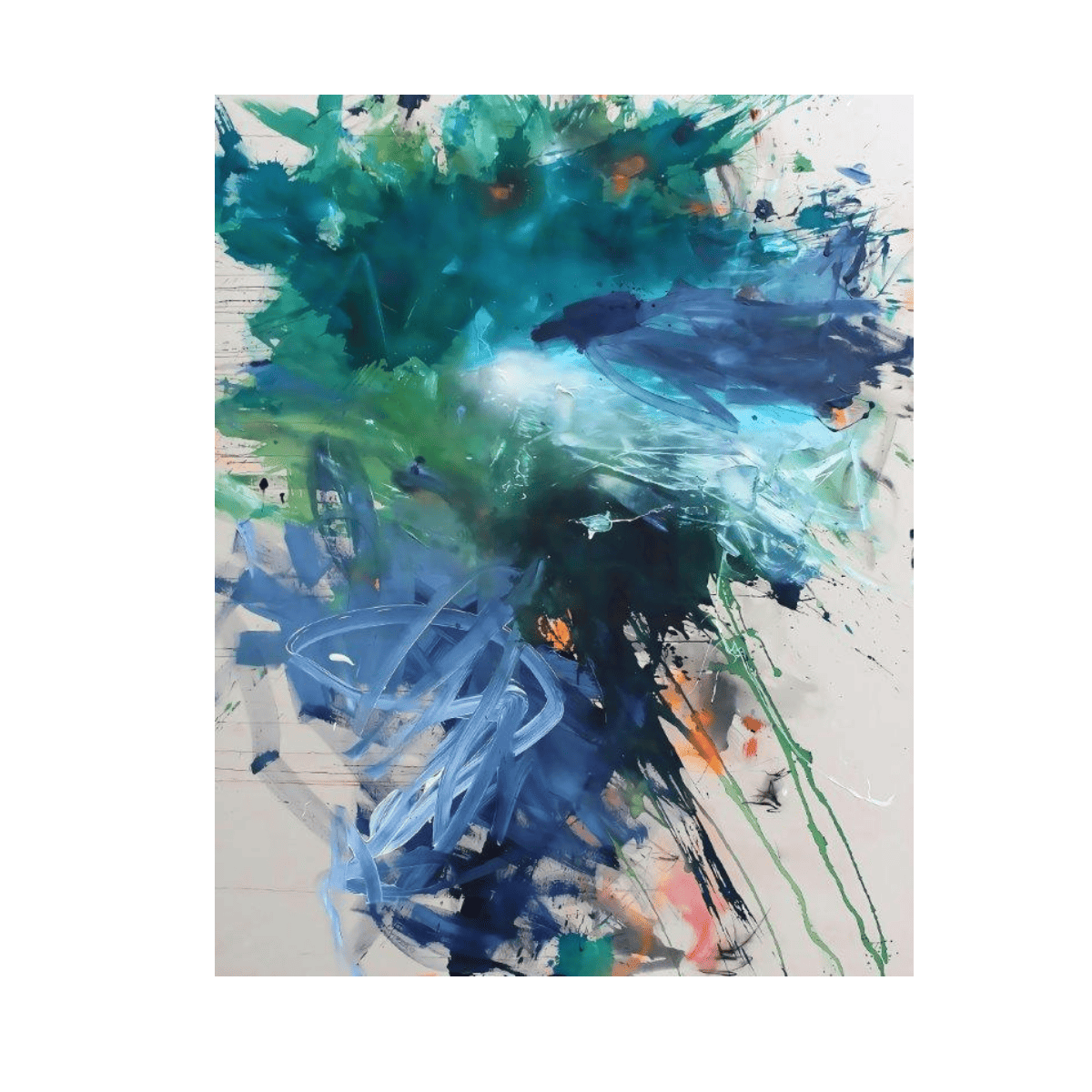 Scattered Blue Green Yağlı Boya Dokulu TabloYağlı Boya Dokulu Soyut TablolarTablolife