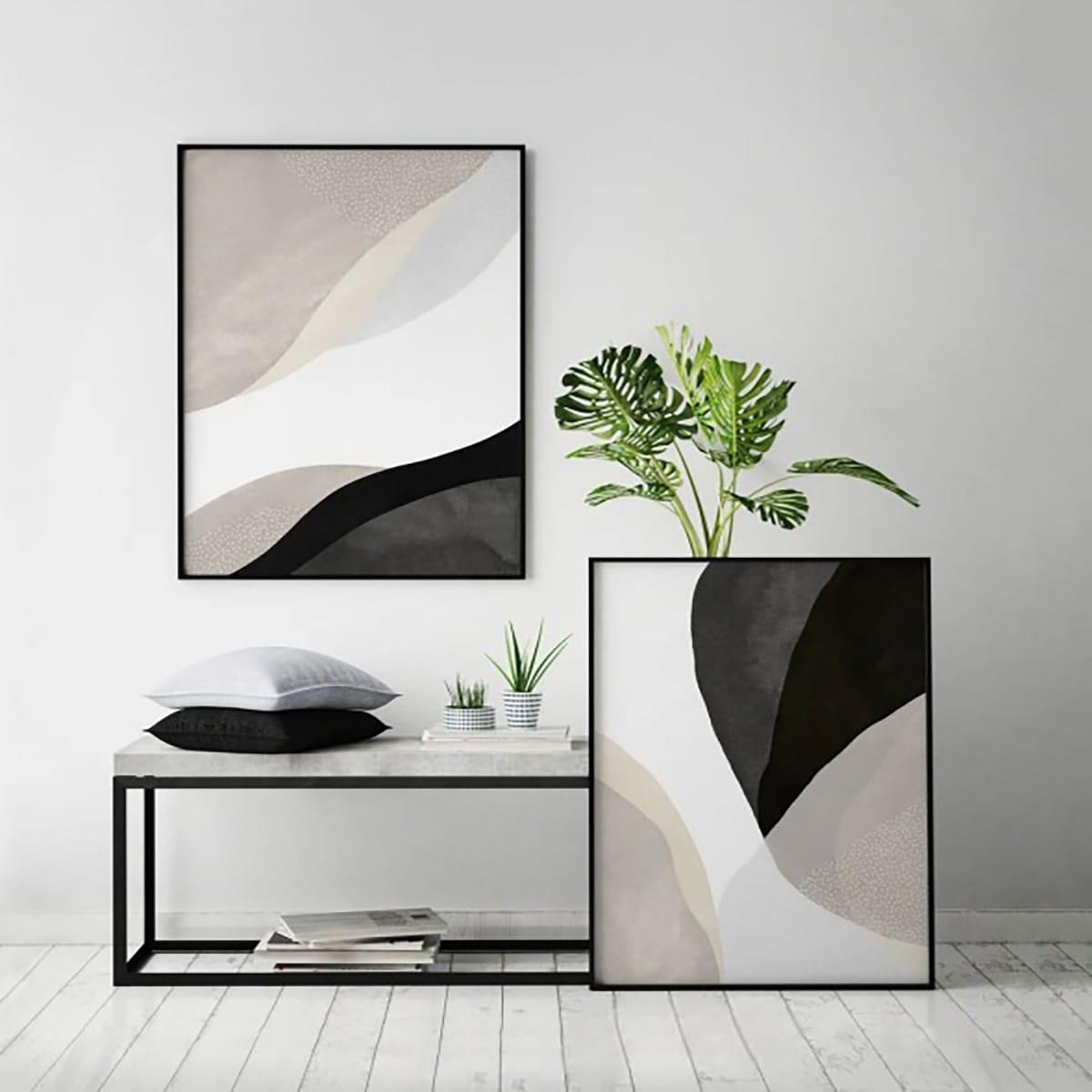 Soft İkili Set Yağlı Boya Dokulu TabloYağlı Boya Dokulu Soyut TablolarTablolife.com