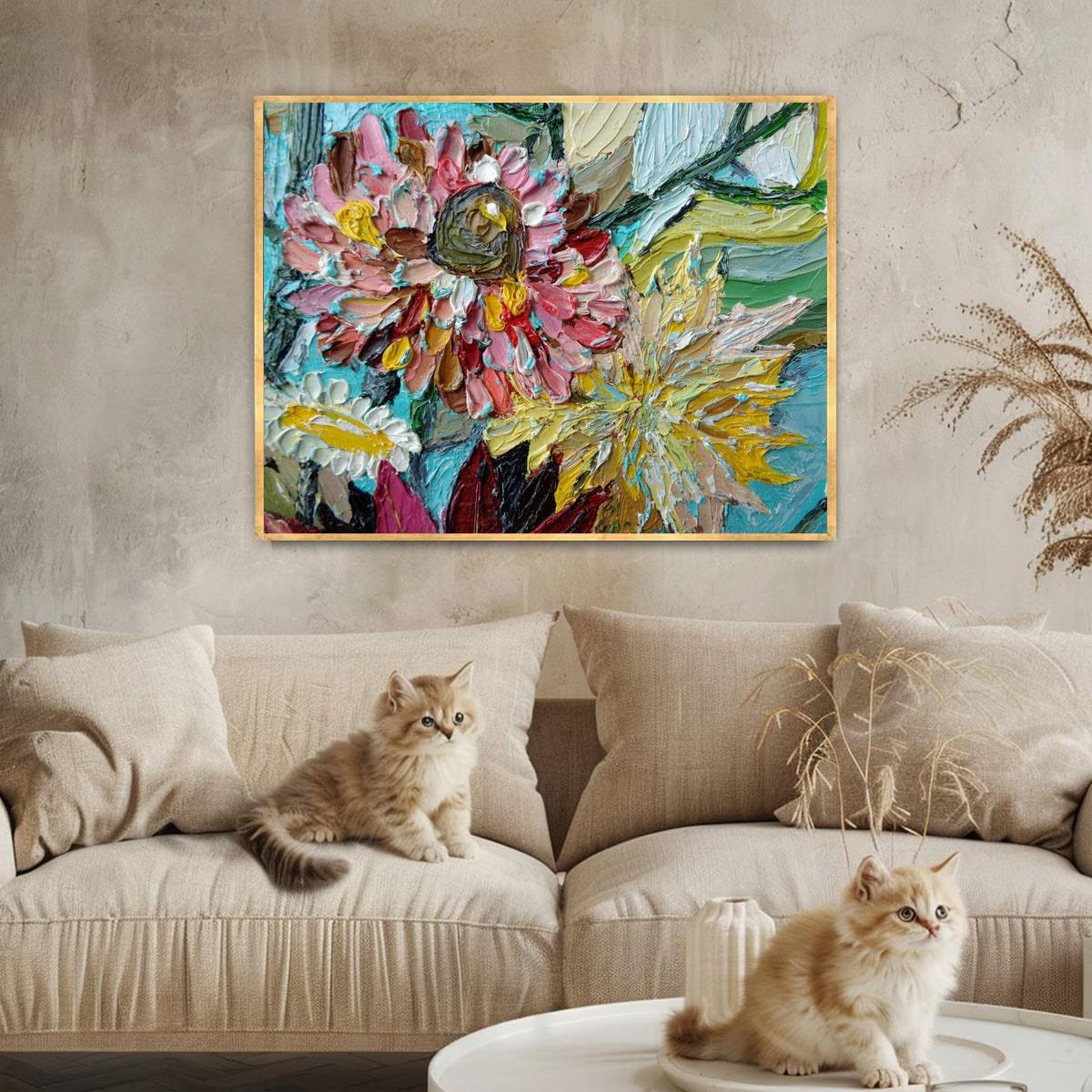 Soyut Çiçek 3D Yoğun Yağlı Boya Tablo3D Yoğun Yağlı Boya TablolarTablolife