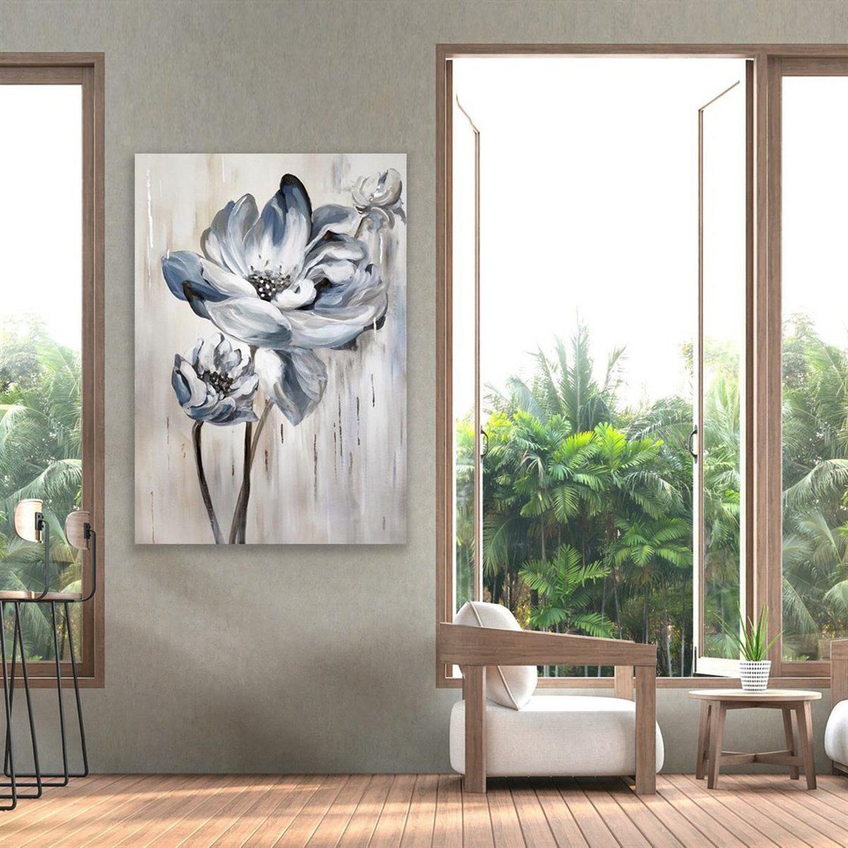 Soyut Çiçekler Yağlı Boya Dokulu TabloYağlı Boya Dokulu Çiçek TablolarıTablolife.com