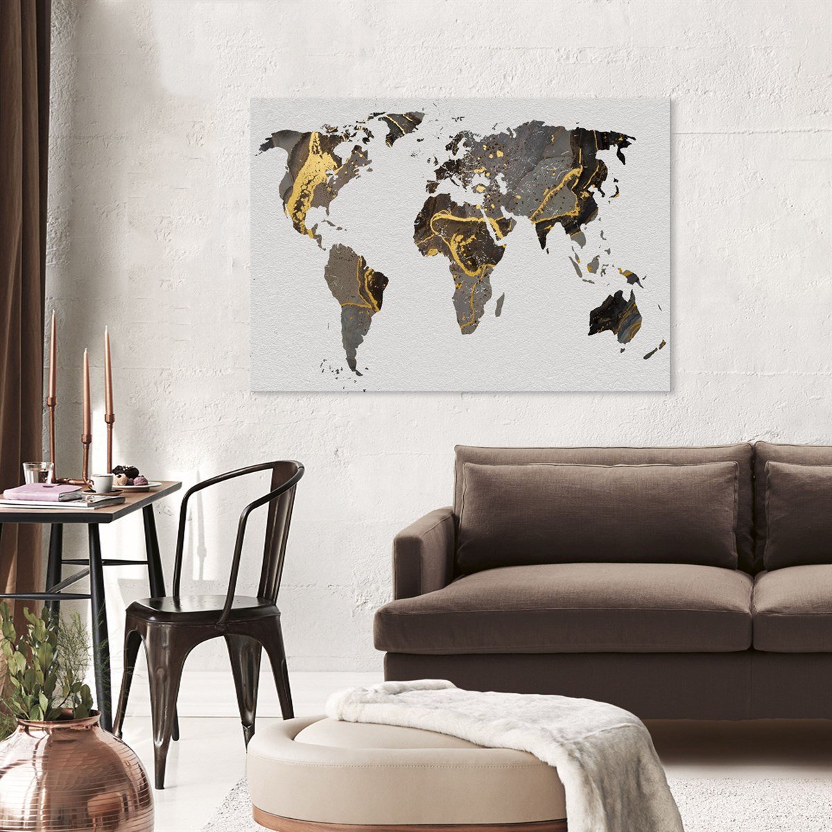 Soyut Dünya Haritası - Büyük Boy Kanvas TabloBüyük Boy Kanvas TablolarTablolife.com