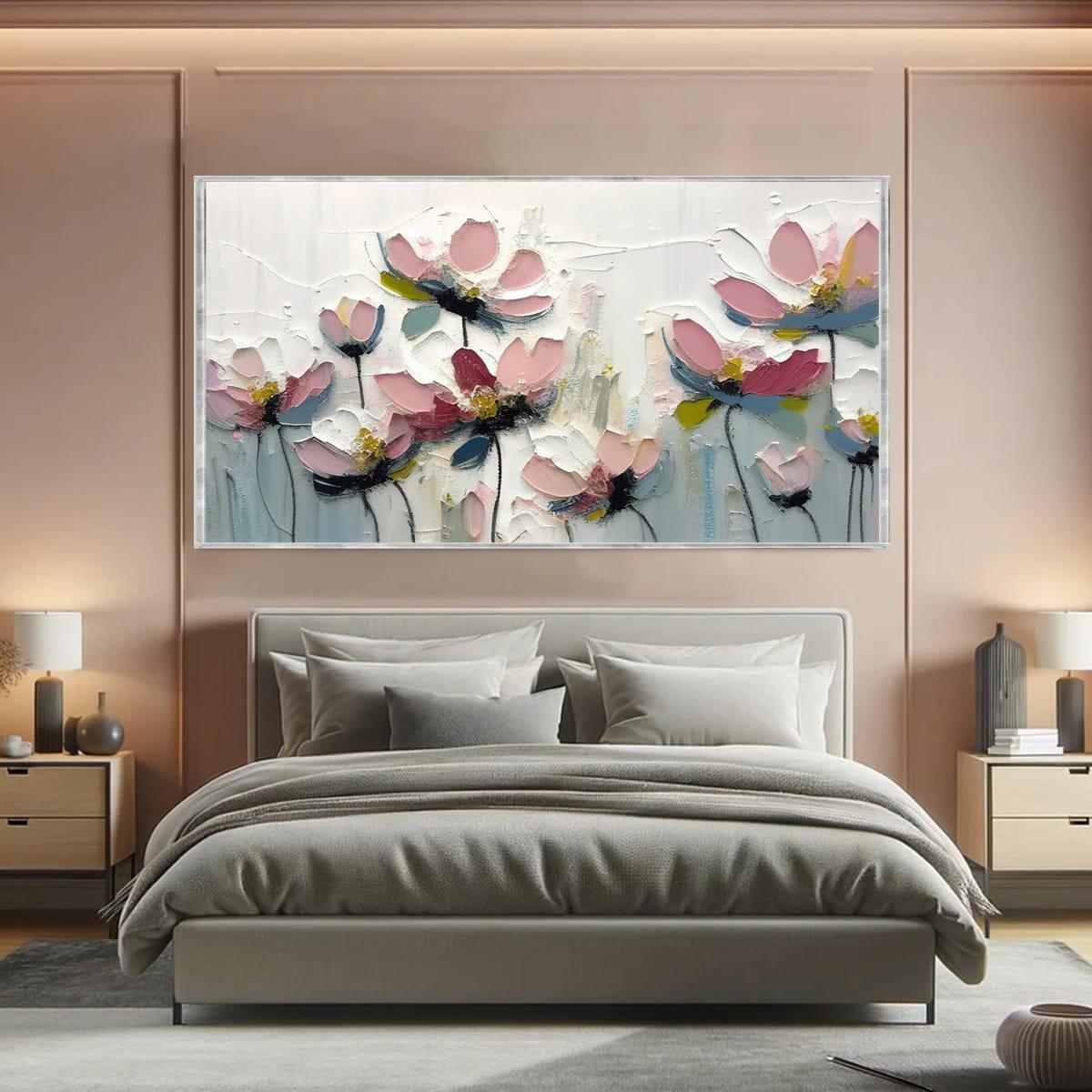 Soyut Pastel Çiçekler 3D Yoğun Yağlı Boya Tablo3D Yoğun Yağlı Boya TablolarTablolife