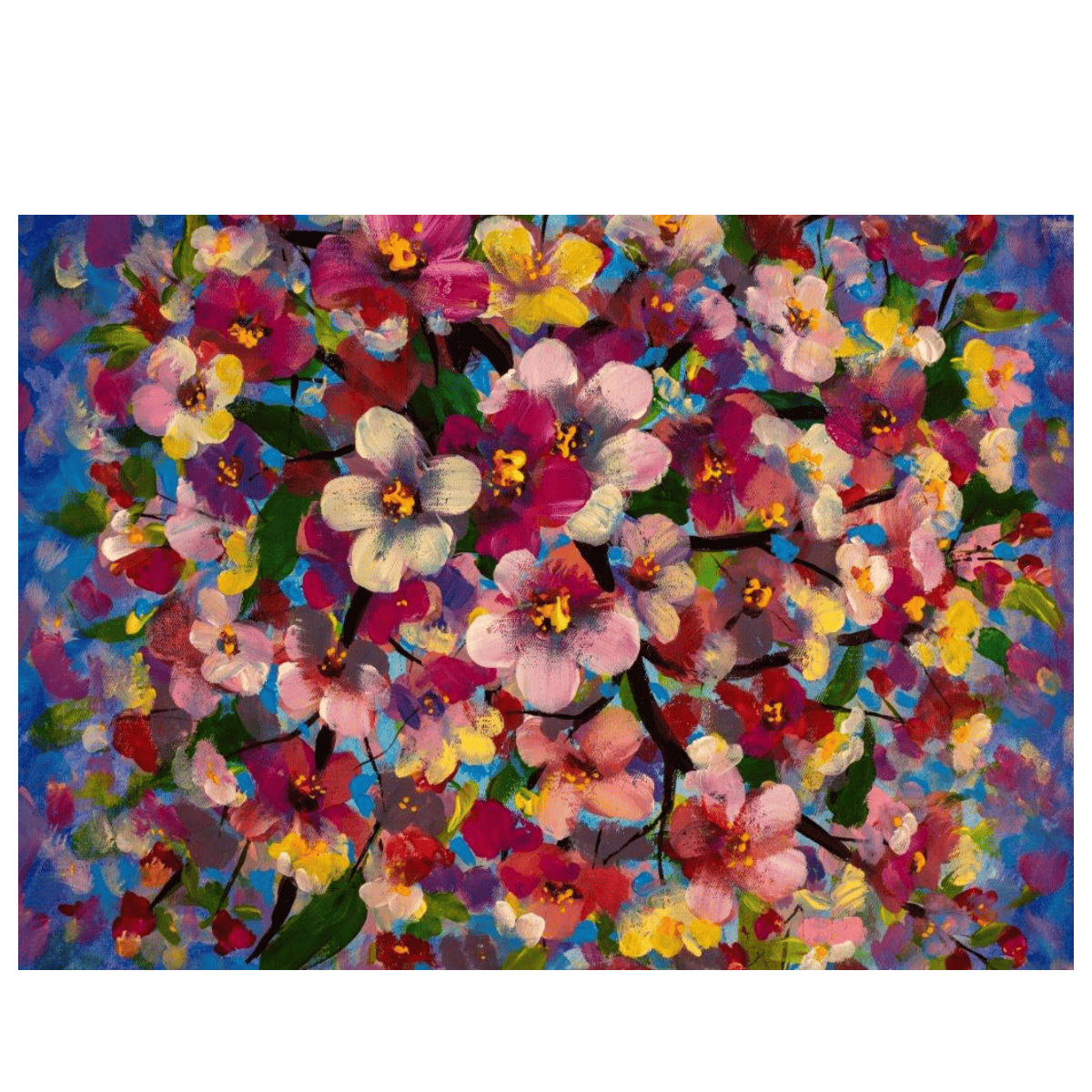 Spring Flowers Yağlı Boya Dokulu TabloYağlı Boya Dokulu Çiçek TablolarıTablolife