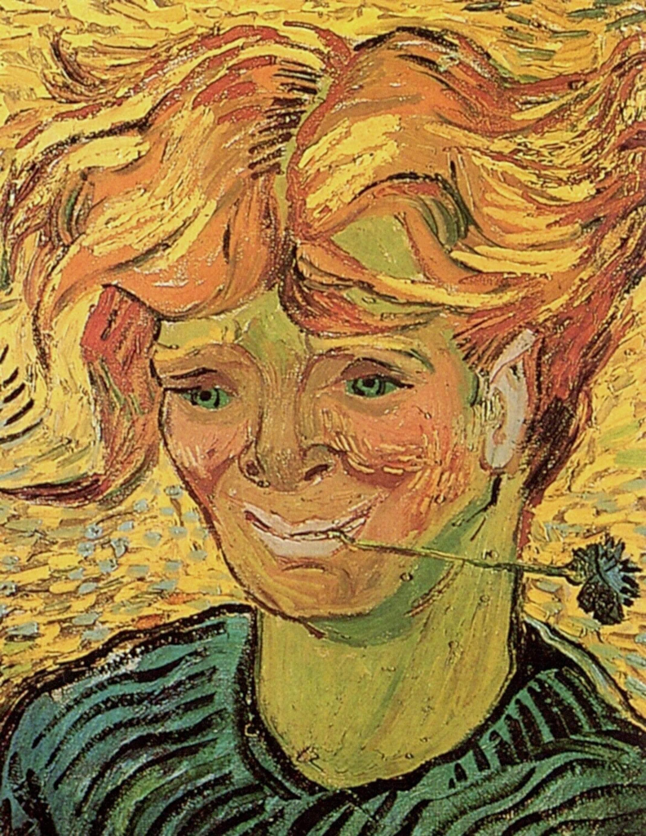 Vincent Van Gogh Young Man with Cornflower Kanvas TabloÜnlü Ressamların TablolarıTablolife